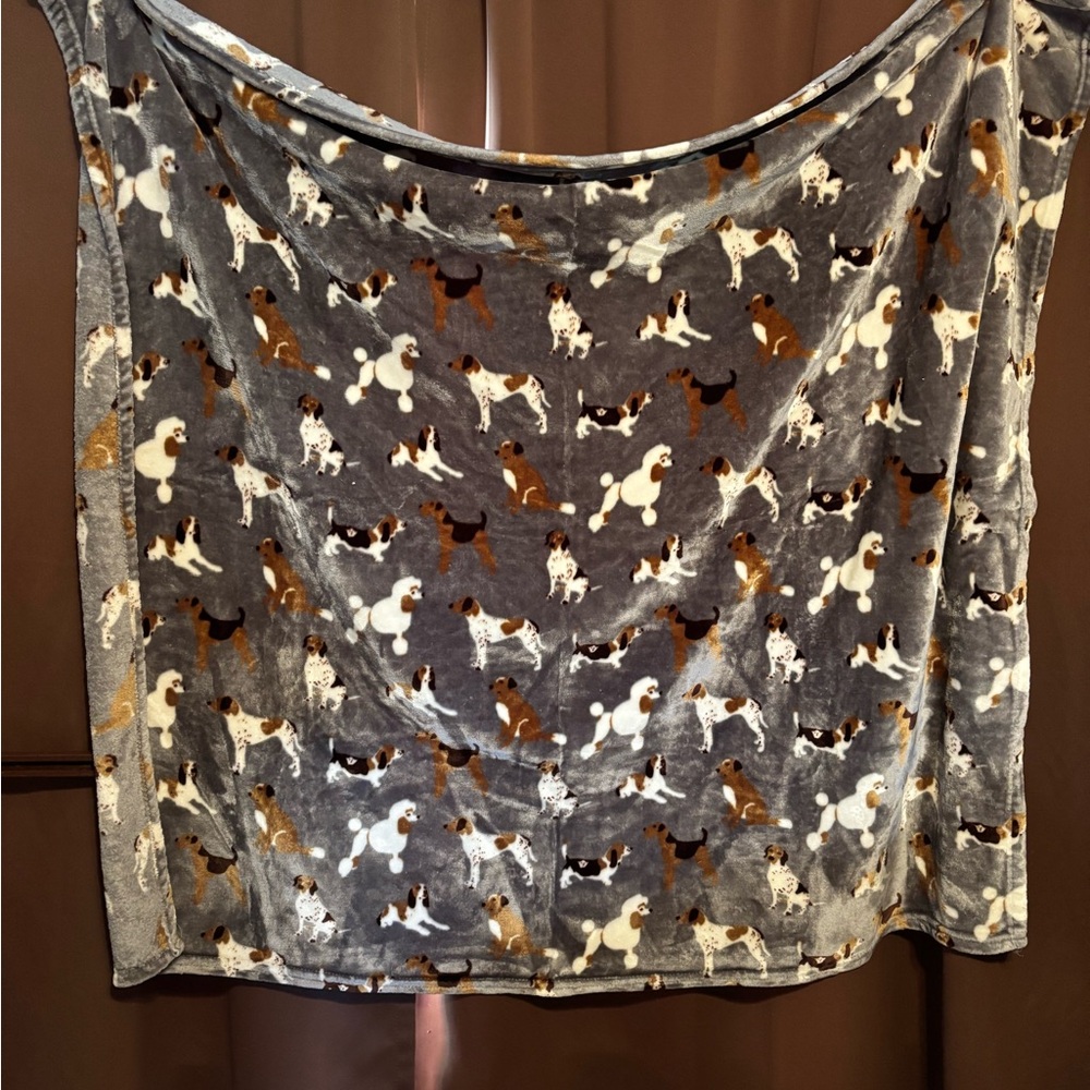 Plush Gray Dog Print Throw Blanket